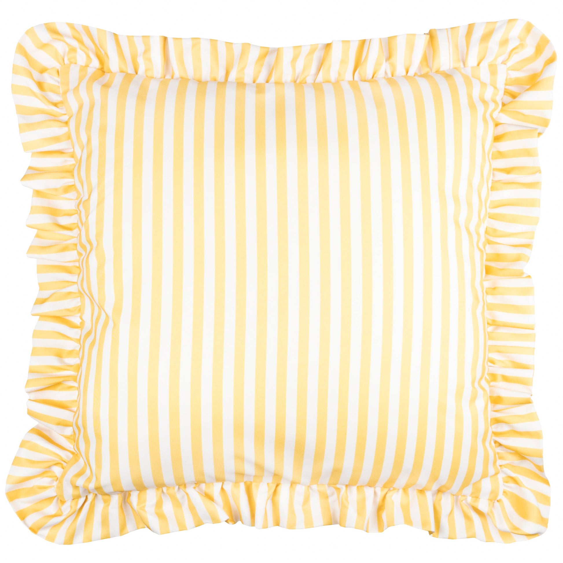 Millie Ruffle Striped Outdoor Cushion Yellow - Design Vintage
