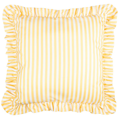 Millie Ruffle Striped Outdoor Cushion Yellow - Design Vintage