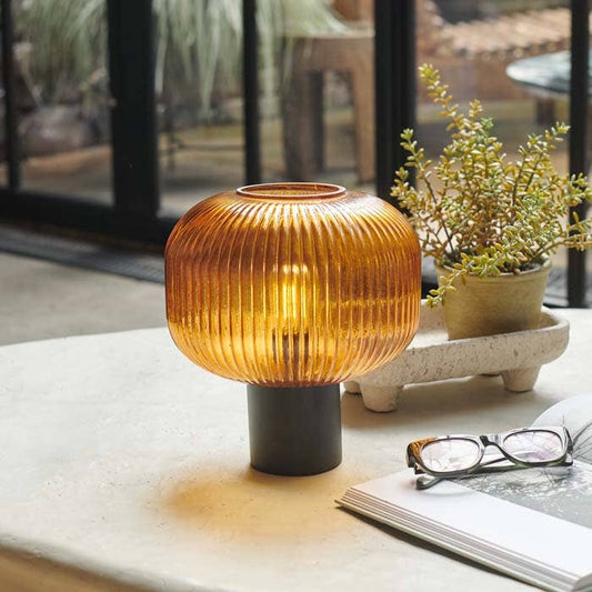 Portable Ribbed Glass Lamp - Design Vintage