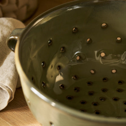 Glazed Moss Stoneware Colander