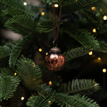 Set of 6 Russet Ribbed Glass Balls