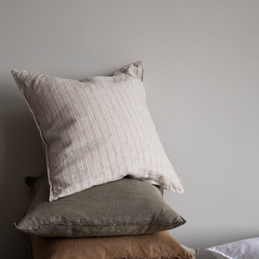 Hazelnut Stripe Linen Cushion