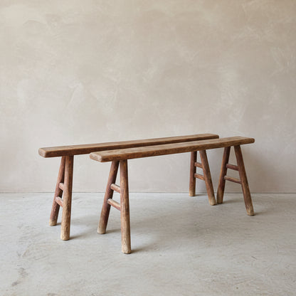 Vintage Elm Painted Pig Benches - Design Vintage
