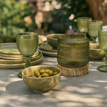 Olive Glass Portable Lamp - Design Vintage