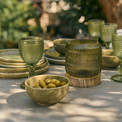 Olive Glass Portable Lamp