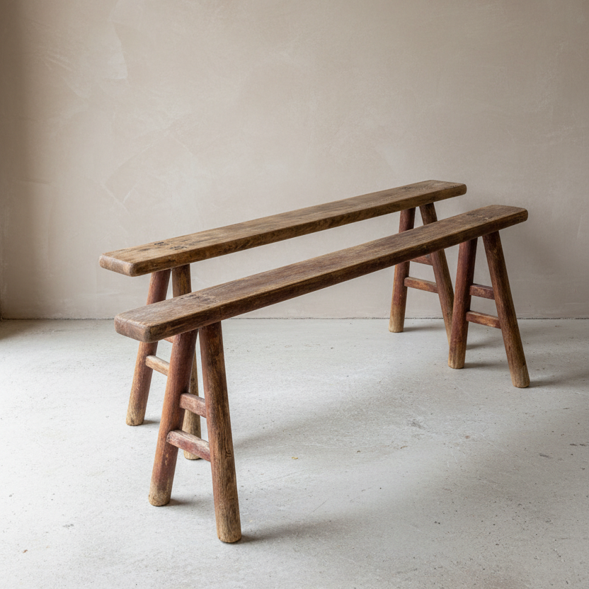 Vintage Elm Painted Pig Bench - Design Vintage