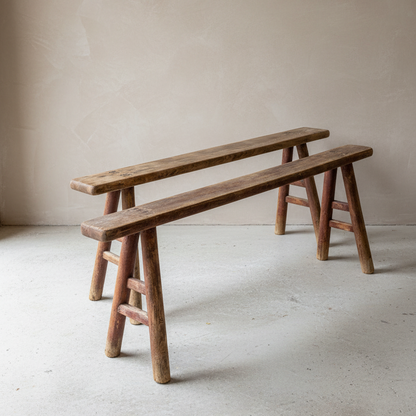 Vintage Elm Painted Pig Bench - Design Vintage