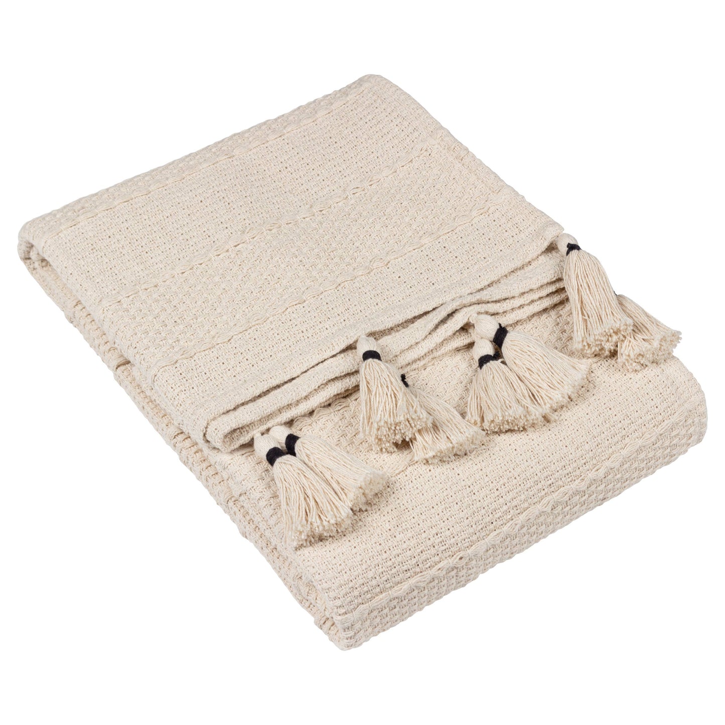 Caliche Woven Tasselled Throw Natural - Design Vintage