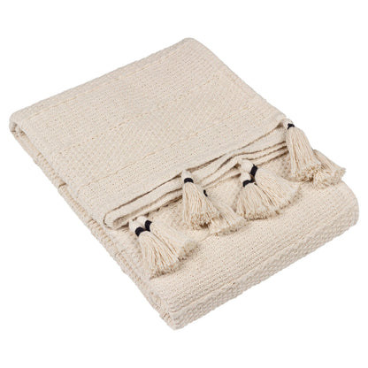 Caliche Woven Tasselled Throw Natural - Design Vintage