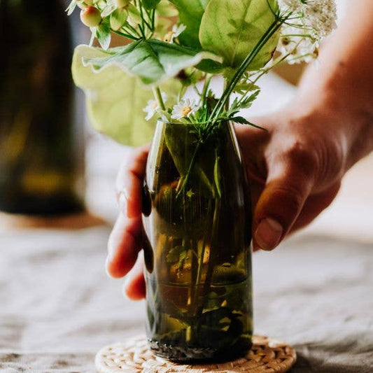 Olive Green Glass Bud Vase - Design Vintage
