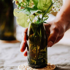 Olive Green Glass Bud Vase
