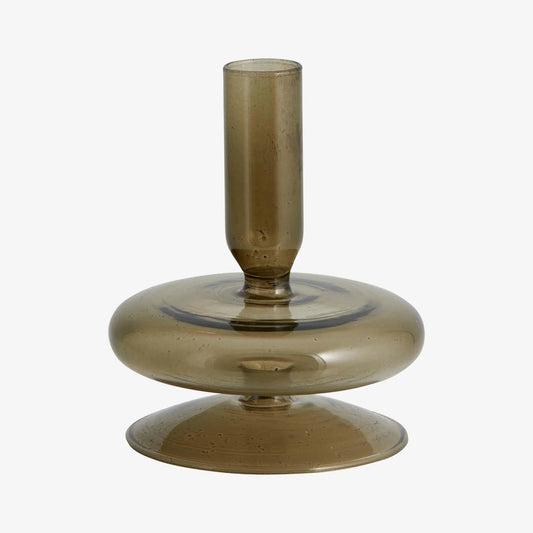 Smoked Olive Glass Candlestick