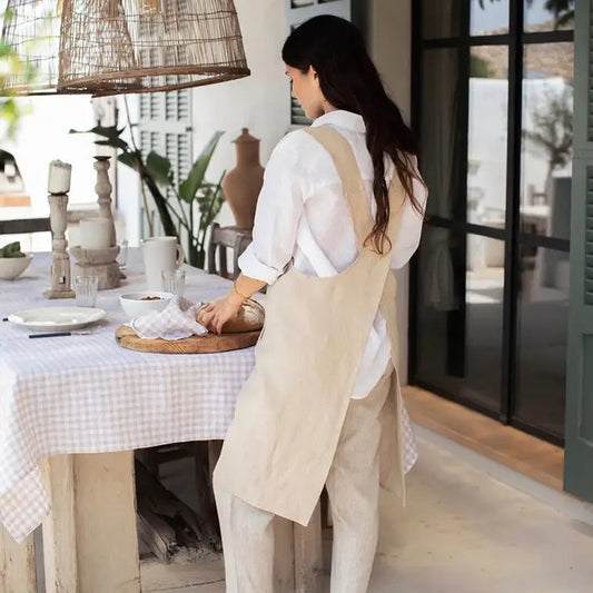 Cross-Back Linen Apron - Design Vintage