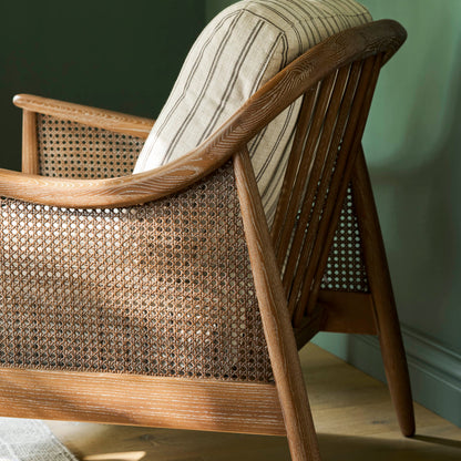 Natural Stripe Rattan Armchair - Design Vintage