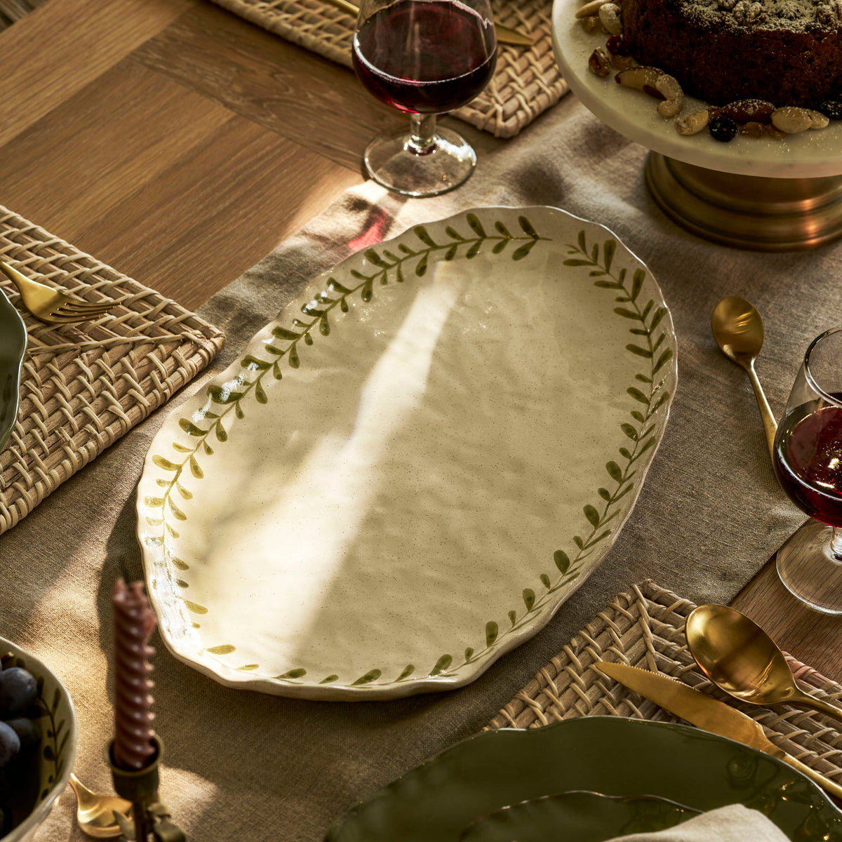 Olive Leaf Serving Platter - Design Vintage