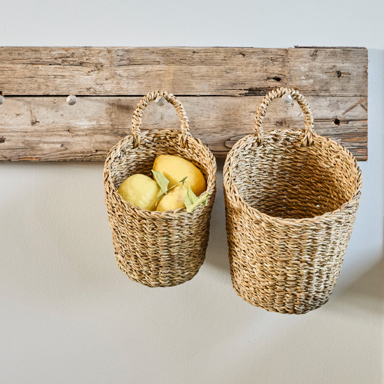 Set of Seagrass Hanging Baskets