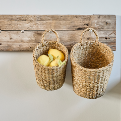Set of Seagrass Hanging Baskets