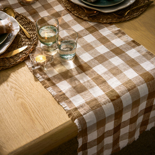 Linen Check Table Runner