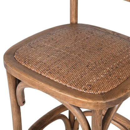 Oak and Rattan Bar Stool - Design Vintage