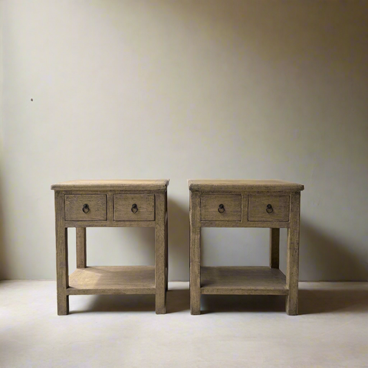 Vintage Elm Bedside Table