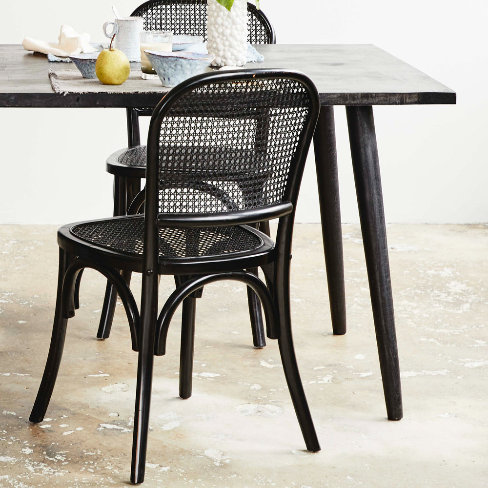 Set of 2 Black Cane Dining Chairs