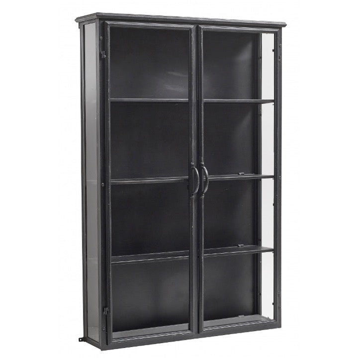 Tall Black Iron Wall Cabinet - Design Vintage
