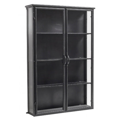 Tall Black Iron Wall Cabinet - Design Vintage