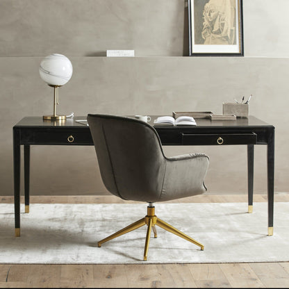 Black Mango Wood Desk - Design Vintage