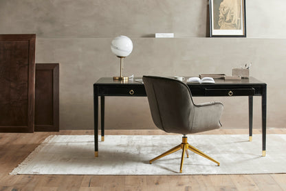 Black Mango Wood Desk - Design Vintage