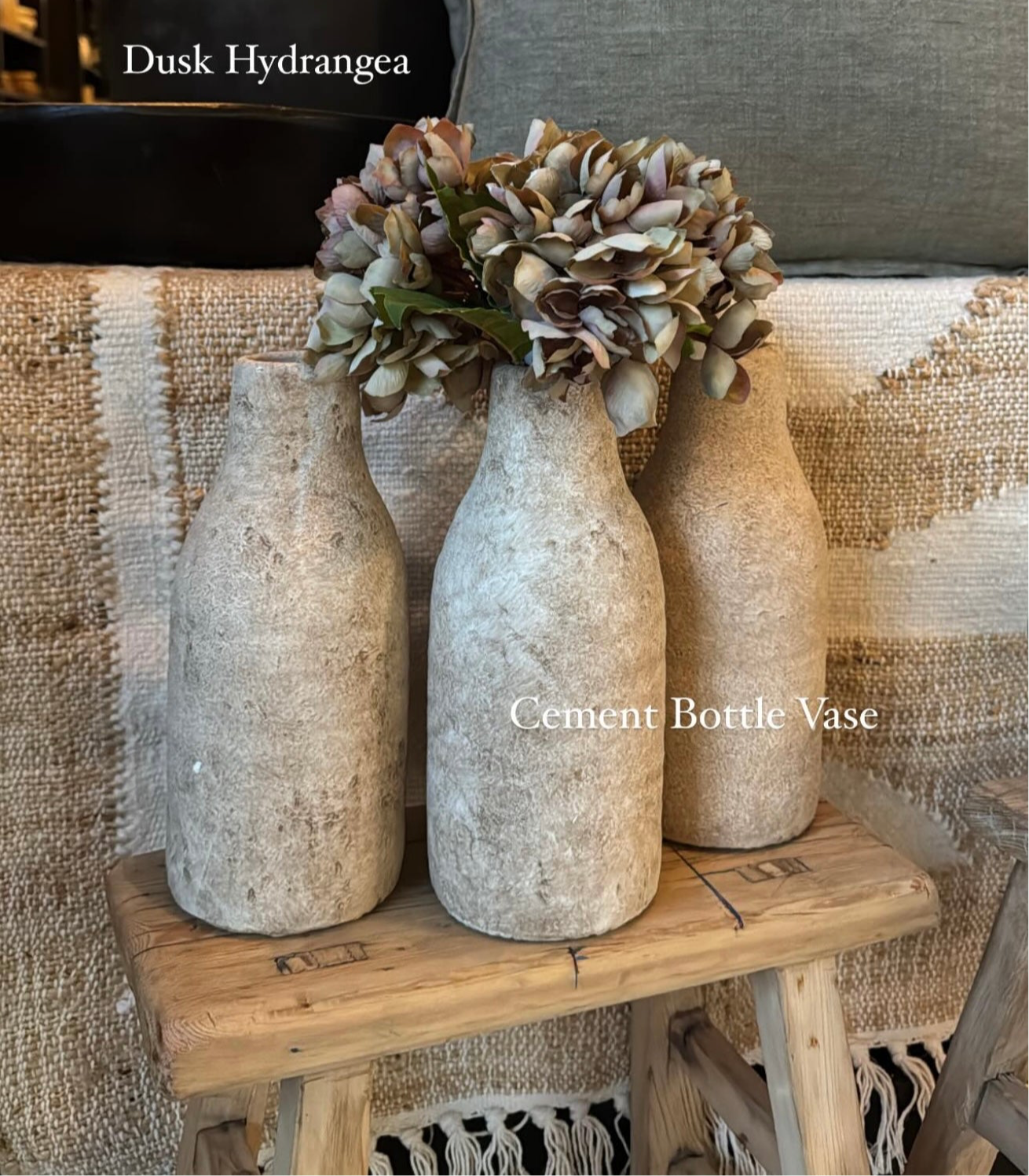 Cement Bottle Vase - Design Vintage