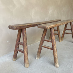 Vintage Elm Painted Pig Bench