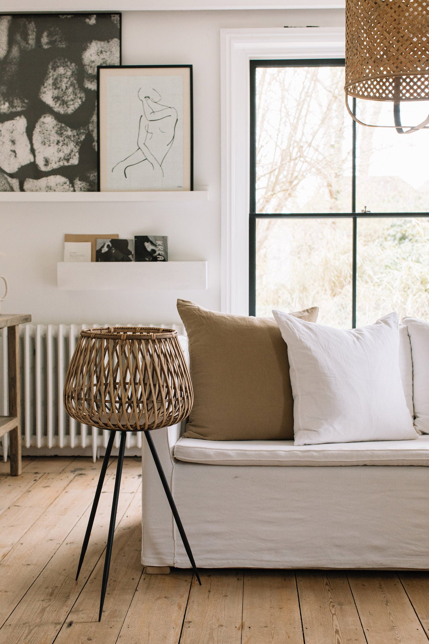 Large White Linen Cushion - Design Vintage