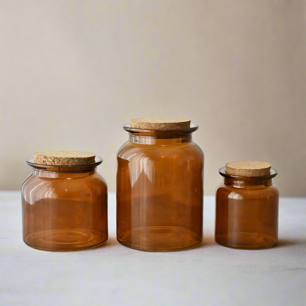 Amber Glass Storage Jar - Design Vintage