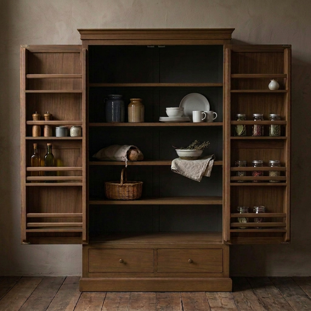 Bayur Wood Double Door Pantry - Design Vintage