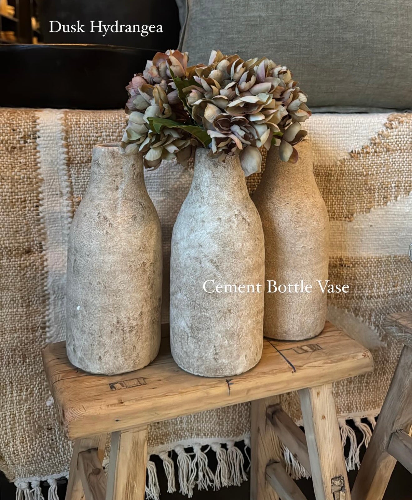 Cement Bottle Vase - Design Vintage