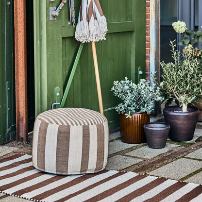 Mocha Stripe Outdoor Pouf - Design Vintage