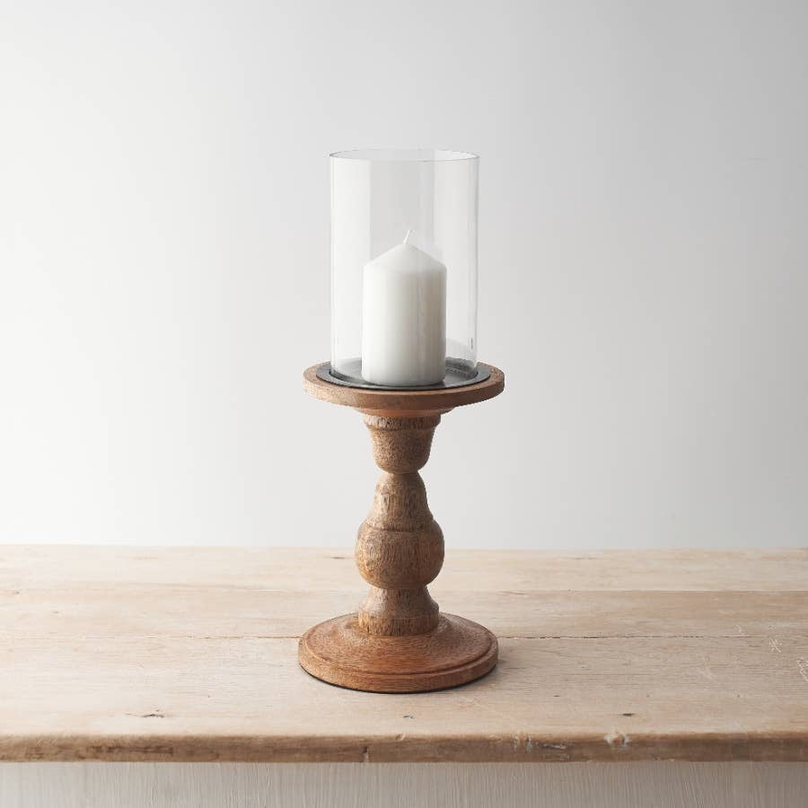 Glass Pillar Candle Holder - Design Vintage