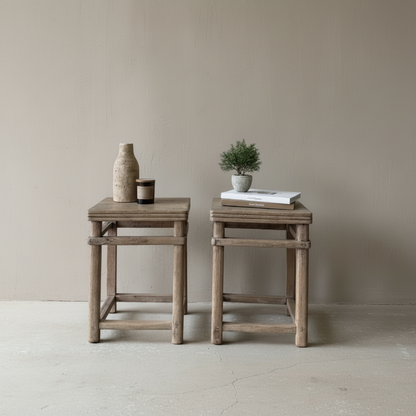 Pair of Vintage Elm Side Tables