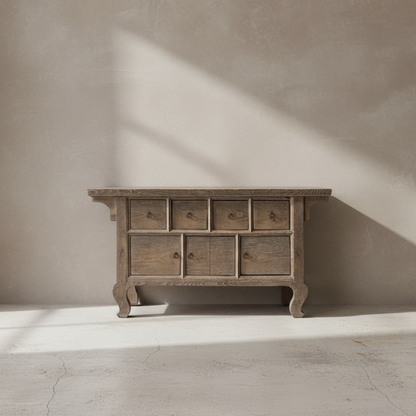 Vintage Elm Apothecary Cabinet