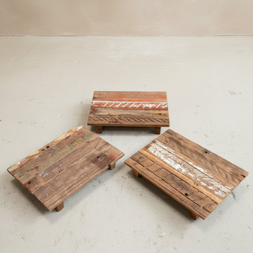 Recycled Wood Pedestal Tray