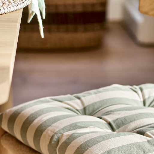 Sage Stripe Mattress Cushion - Design Vintage