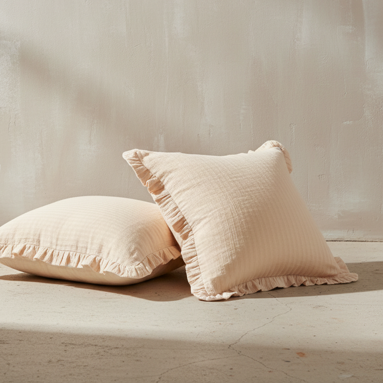 Ecru Ruffle Cushion