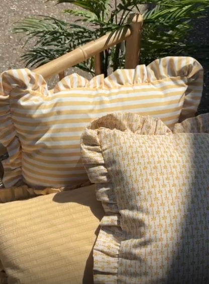 Yellow Outdoor Ruffle Cushion