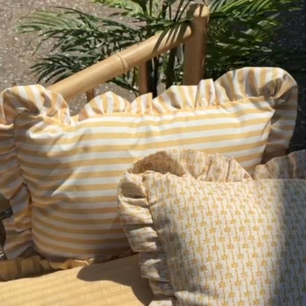 Yellow Outdoor Ruffle Cushion