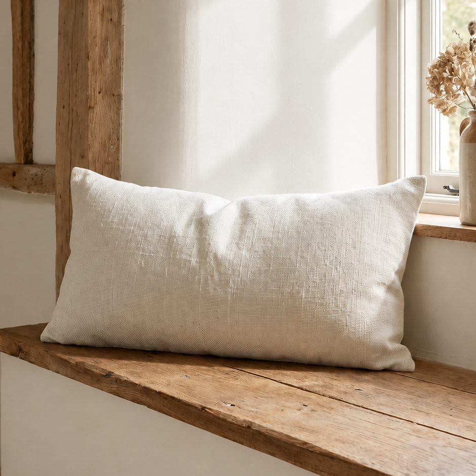 Vintage Plain Linen Bench Cushion - Design Vintage
