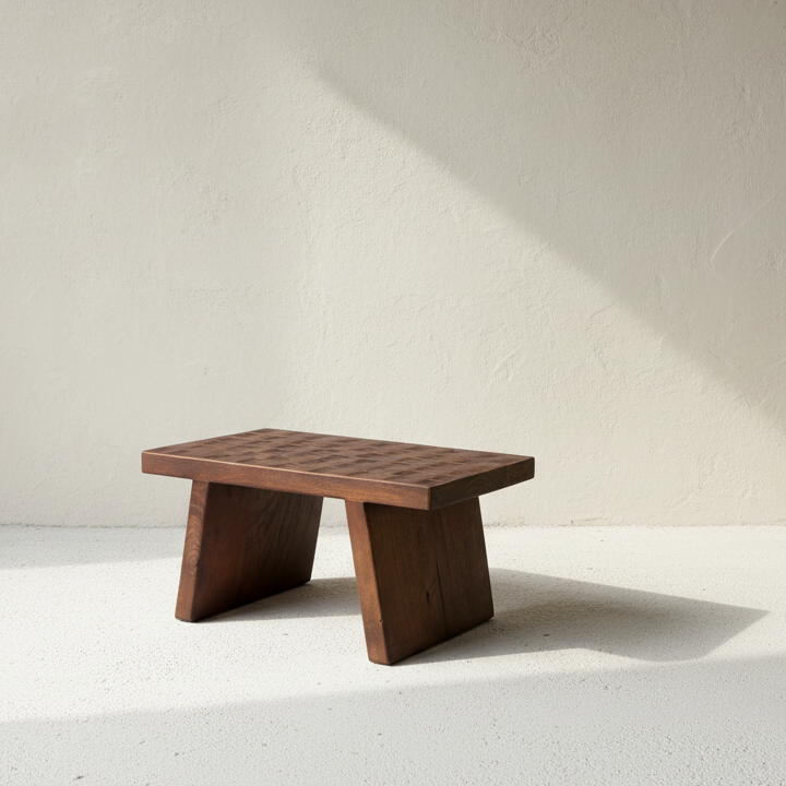 Chiseled Mango Wood Stool - Design Vintage