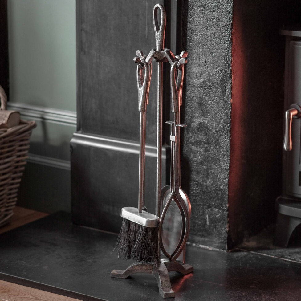 Antique Pewter Fireside Set