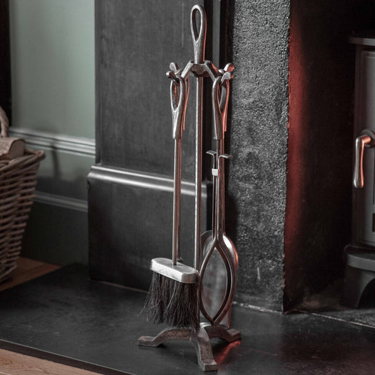 Antique Pewter Fireside Set