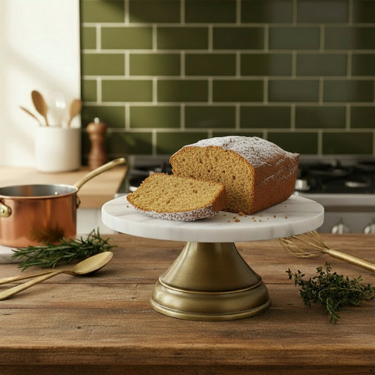 Marble & Brass Cake Plate - Design Vintage