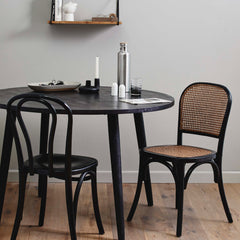 Set of 2 Natural & Black Dining Chairs